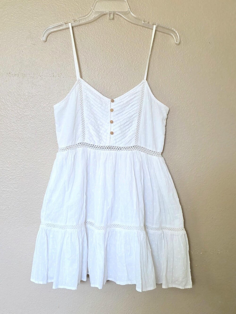Zara Womens White Swiss Dot Cami Mini Dress - Size Small